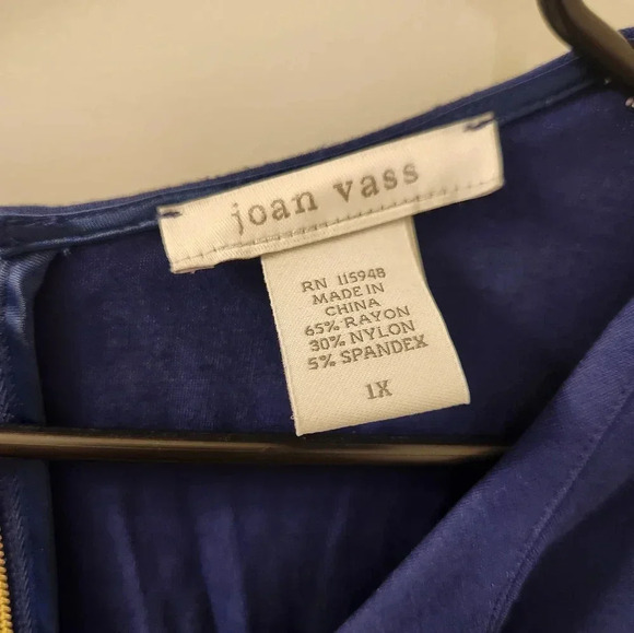 Joan Vass 1X Cobalt Blue Knit Dress Bell Sleeve Knee Length Nwot #M616 - Picture 2 of 5